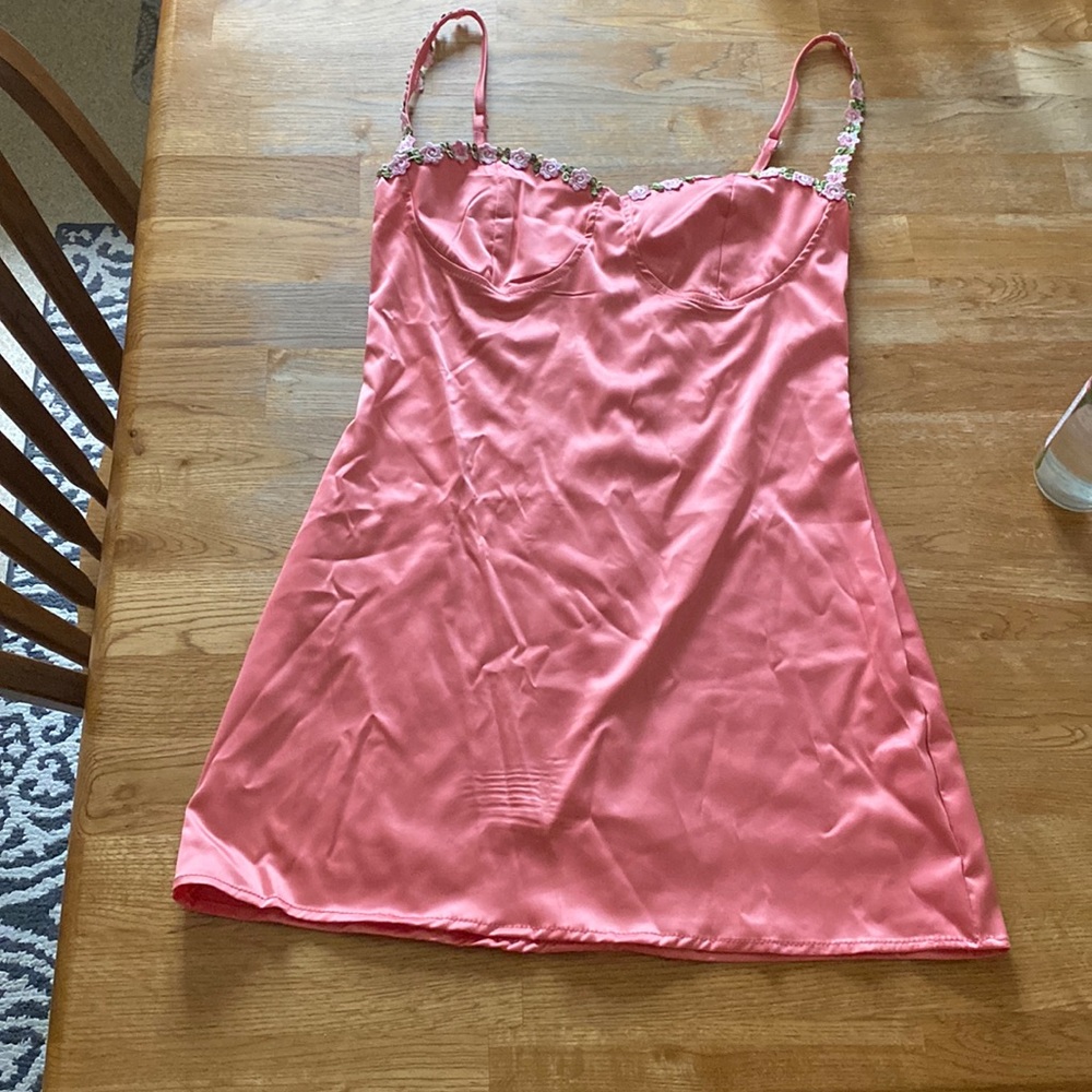 Pink satin dress